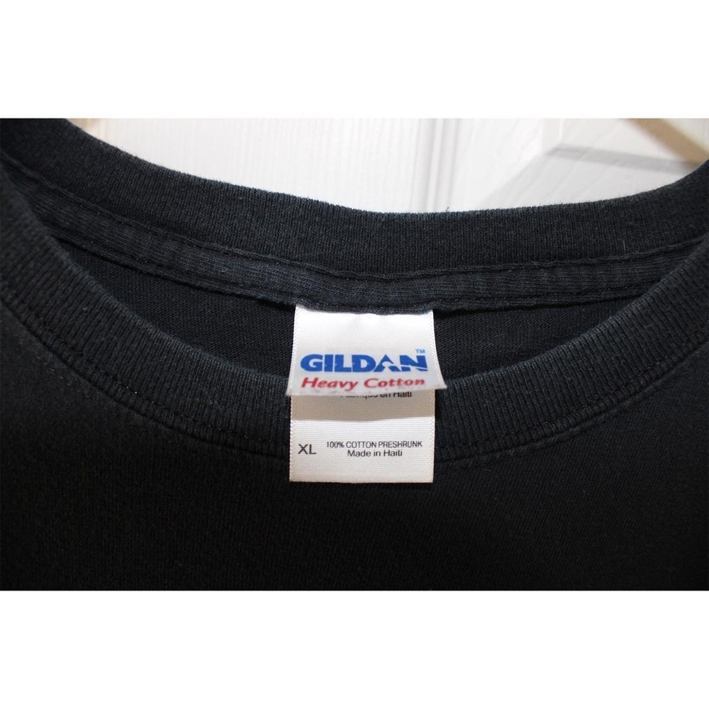 Gildan Vintage Y2K Black Skull American Flag Graphic Tee Mens XL Biker T-Shirt - Picture 5 of 6